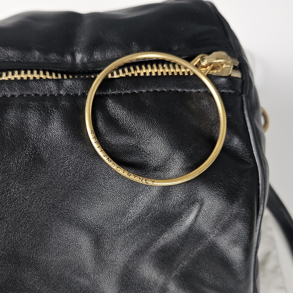 Stella McCartney Alter Nappa Weekend Travel Crossbody Duffle Bag Black Gold - Picture 3 of 13